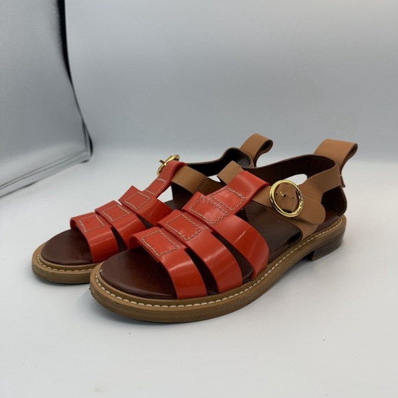 See By Chloé Shoes - See By Chloe Fisherman Millye Orange Beige PV Rubber Sandals Size 38 (8)